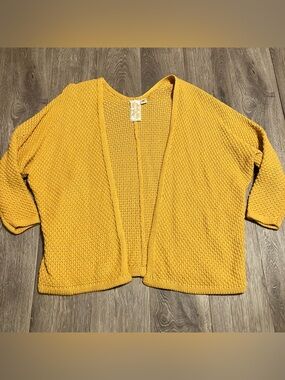 Sadie & Sage Mustard Yellow Open-Front Knit Cardigan Size Small